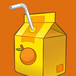 Icon illustration of a juice box with a flexible straw